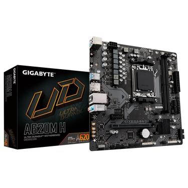 Imagem de Placa Mãe Gigabyte A620M H com Socket AM5 e DDR5 Preto com RGB e Áudio HD