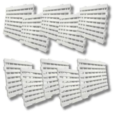 Imagem de Kit 10 Estrado Palete Plástico Piso 40x40x4,5cm Reforçado Modular Bran