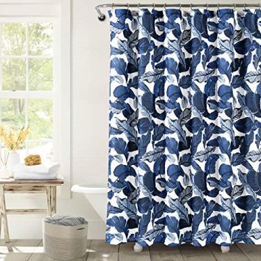 Imagem de Lush Decor Cortina de chuveiro Tropical Paradise, 182,88 cm x 182,88 cm, azul-marinho e azul