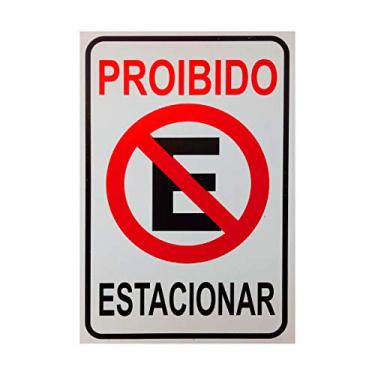 Imagem de Placa de sinalização 29x20cm Proibido estacionar