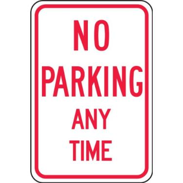 Imagem de Accuform FRP114RA Placa de Estacionamento Refletiva de Alumínio de Grau de Engenheiro "No Parking Any Time", 45,72 cm de Comprimento x 30,48 cm de Largura x 0,16 cm de Espessura, Vermelho sobre Branco