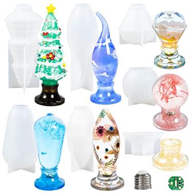 Imagem de FUNSHOWCASE Kit de moldes de silicone para fundição de resina epóxi de cristal com base de lasca, tampa para decoração de casa com sabão