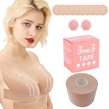 Imagem de Roexboz Fita BH Push Up Big Broß Boob Tape BH Back Free Setleptless Breast Tape for Breast Tightening Respirável Roller Breast Band Silicone Breast Covers Flower - Shape