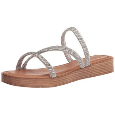 Imagem de Bella Vita Sandália masculina Ona-Italy Sparkle Slide, Prata metálica, 11 Wide