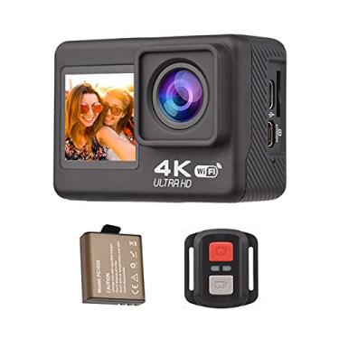 Imagem de lifcasual 4K60FPS Ultra High Definition WiFi Action Camera Dual Screen 170 ° Grande angular 30 metros à prova d'água com controle remoto 1 Kit de acessórios de montagem de bateria de íon-lítio preto
