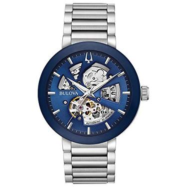 Imagem de Bulova Relógio masculino, Tom de prata, Pulseira de aço inoxidável moderna futuro automática preta de aço inoxidável prateado