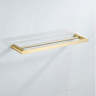 Imagem de 304 stainless steel brushed gold towel rack set for light luxury gold bathroom shelf toilet paper holder,Double Towel Bar