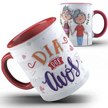 Imagem de Caneca vermelha xícara dia dos Avós Vovó vovô