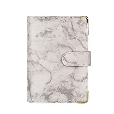 Imagem de A5 A6 Caderno de Estudante Agenda Log de Agenda Planner de Capa de Caderno de Couro Falso Marmoreado, Cinza com proteção, A6