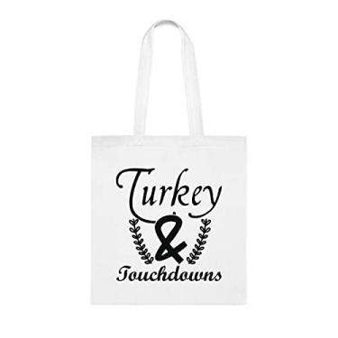 Imagem de Sacola de peru touchdowns, presente divertido, bolsa de ombro, bolsas reutilizáveis, cesta de Natal de aniversário, ideia de presente, Branco