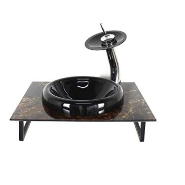 Imagem de GABINETE DE VIDRO 50CM COM BANCADA MARMORIZADA MARMORE IMPERADOR