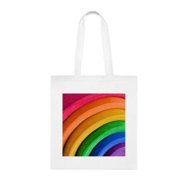 Imagem de Sacola multicor, presente de sacola multicor, bolsa de ombro multicor, sacos reutilizáveis arco-íris, ideia de presente de cesta de Natal de aniversário, presente para ela, presente