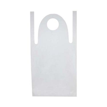 Imagem de 100 Avental Plástico Descartável Polietileno Branco Leitoso