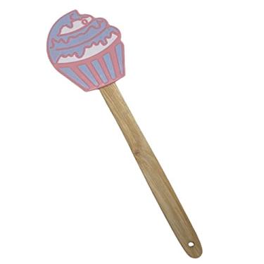 Imagem de Espátula de Silicone Com Cabo De Madeira Decorada Cupcake (Rosa)
