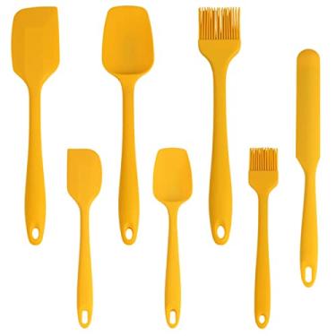 Imagem de Conjunto de espátulas de silicone – conjunto de espátulas de borracha antiaderente de creme de silicone – espátulas de cozinha – conjunto de espátulas de cozinha – colher de design de uma peça (7 espátulas)