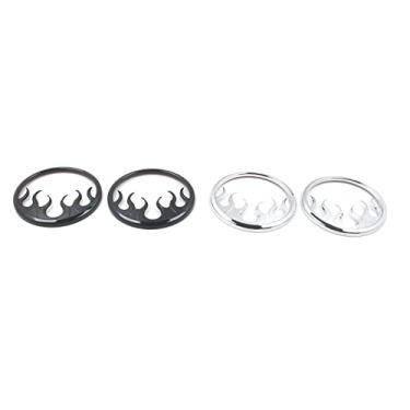 Imagem de FINMOKAL Cobertura da grade do alto-falante frontal cromado preto chama para Harley Electra Glide 2014-2022