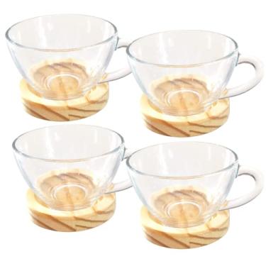 Imagem de Xicara com pires de Madeira Moderno 8 peças 230ml Premium