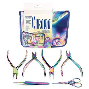 Imagem de Conjunto de 6 peças Chroma da Beadsmith - Kit de ferramentas para fazer joias, acabamento em titânio arco-íris, inclui 4 alicates com pinças e tesouras, estojo correspondente incluso