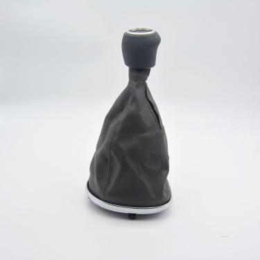 Imagem de Coifa de alavanca de câmbio para o carro FIAT Novo Palio 2012-2017 CINZA Com Base Cromada Com Bola Cinza e ANEL CROMADO