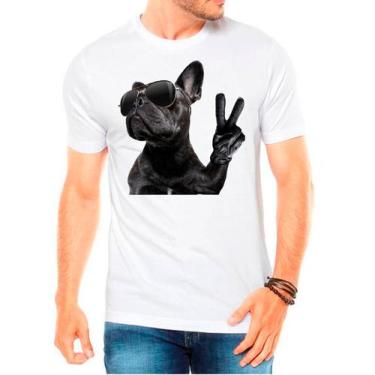 Imagem de Camiseta Pet Dog Buldogue Francês Branca Masculina07 - Design Camiseta