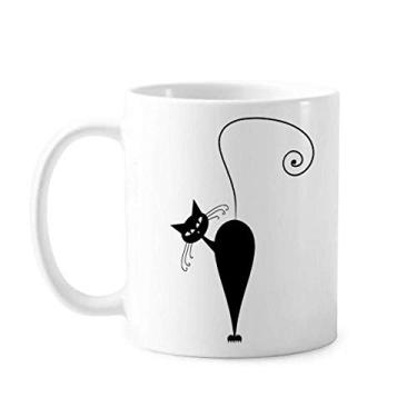 Imagem de Gato preto Dia das Bruxas desenho animal caneca cerâmica café porcelana caneca talheres