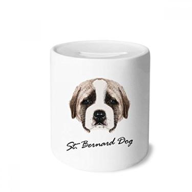 Imagem de DIYthinker Caixa de cerâmica marrom fofa de São Bernardo para animais de estimação com porta-moedas para presente de cofrinho