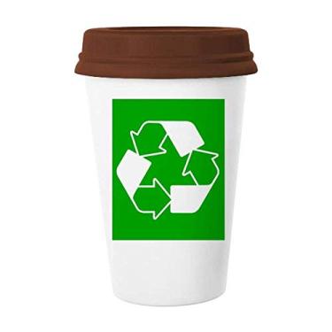 Imagem de Caneca quadrada reciclável verde com marcador de aviso, caneca de cerâmica para copo de café