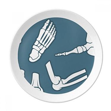Imagem de Prato de ilustração de desenho animado azul esqueleto humano decorativo de porcelana salver talheres prato de jantar
