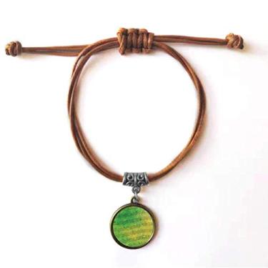 Imagem de DIYthinker Pulseira verde de couro com corda de couro com 5-le Staff, pulseira marrom para presente