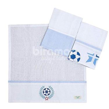 Imagem de Biramar Baby Trio Boquinhas Fralda Cremer Para Bebê Goal Branco/Azul Azul