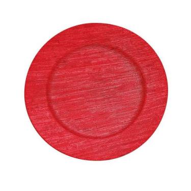 Imagem de Sousplat Listras Trabalhadas Vermelho 33cm - 01 Uni - Rizzo - Cromus N