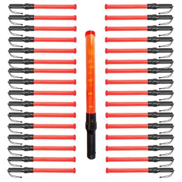 Imagem de Bastao Sinalizador Kit 34 Unidades Fluorescente Transito Manobrista Obra Estrada Rua Aeroporto Segurança