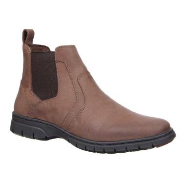 Imagem de Botina Masculina de Couro Marrom Bico Redondo Cow Way 30027