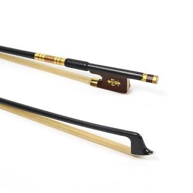 Imagem de WUQIMUSC Arco de violino 4/4 Bastão de fibra de carbono Sapo de madeira de cobra Violino leve Arco bem equilíbrio Natural Cabelo de cavalo
