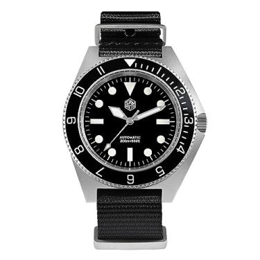 Imagem de San Martin SN0123G NH35 Relógio de mergulho masculino automático safira nylon pulseira luminosa à prova d'água relógio de pulso mecânico, Preto