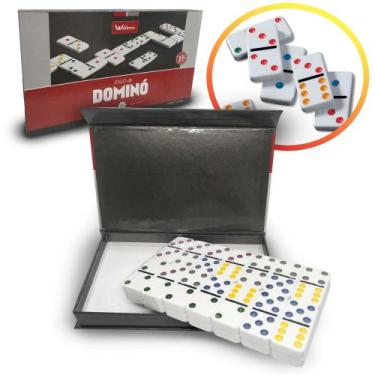 JOGO DOMINO 28 PECAS RED STAR COLORIDO COM LATA