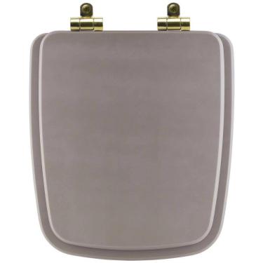 Imagem de Assento Sanitário Poliéster Soft Close Boss Stone (Cinza Fosco) para Vaso Incepa com Ferragem Dourada