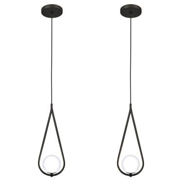 Imagem de Kit 2 Luminárias Lustre Teto Pendente Gota Globo Sala Preto
