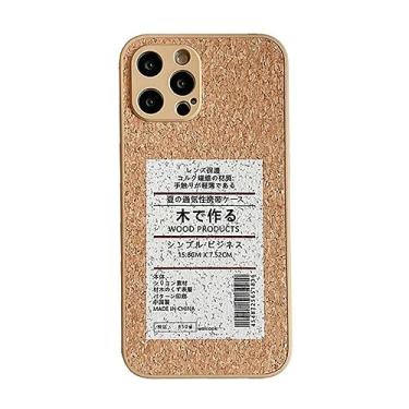 Imagem de Capa de telefone macia com etiqueta de grão de cortiça para iPhone 14 13 12 11 Pro Max XR X XS 7 8 14Plus Compressa de madeira Serragem Capa respirável, M7, para iPhone 11