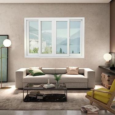 Imagem de Janela Pvc Itec 4 Folhas Vidro Liso com Cremona 120x240cm Brimak Branco