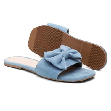 Imagem de Rasteirinha Laço Sandália Feminina Rasteira Moda Verão (37, Azul)