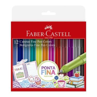 Imagem de Caneta Fine Pen Faber Castell Hidrografica 12 Cores 0.4mm - Faber-Cast