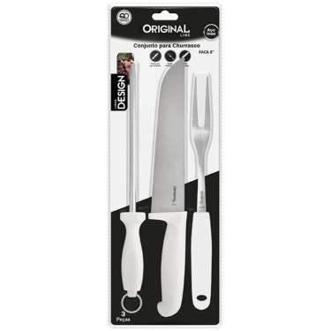 Imagem de Conjunto para churrasco Pantanal 3 Pçs. - Faca/chaira/garfo