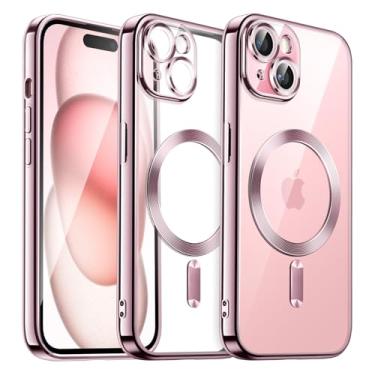 Imagem de JETech Capa Claro Macia para iPhone 15 6,1 Polegadas, Proteção Total da Lente da Câmera, Case Compatível com Carregamento Sem Fio MagSafe, Capinha de TPU Galvanizada à Prova de Choque (Rosa)