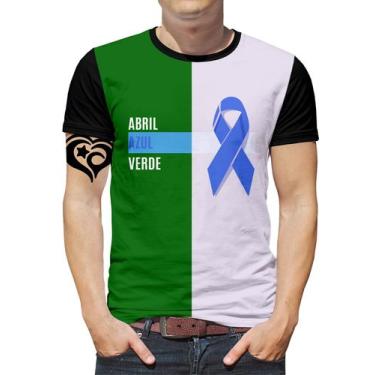 Imagem de Camiseta Abril Azul E Abril Verde Plus Size Masculina Blusa - Alemark