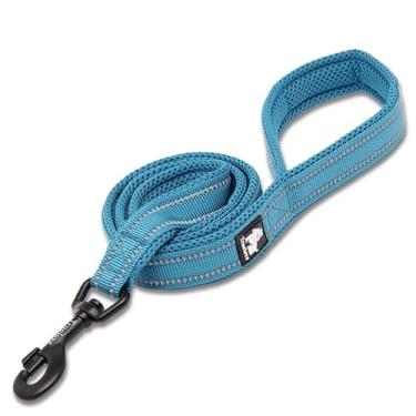 Imagem de TRUE LOVE Coleira refletiva para cães com guia de passeio, corda de corrente acolchoada para animais de estimação, comprimento 110 cm Truelove TLL2111 (azul, M)