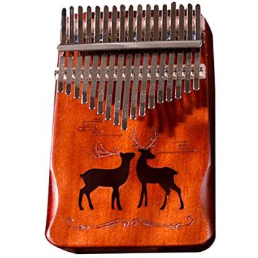 Imagem de Piano de dedo Kalimba de 17 teclas, marimbas de mogno amante da música, piano de polegar iniciante, instrumento de percussão, com kit de aprendizagem e martelo de afinação pandeireira 18 cm x 13 cm