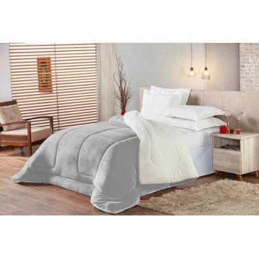Imagem de Coberdrom Cobertor Edredom Casal Queen Sherpa lã de Carneiro Dupla Face 2,20m x 2,40m (Cinza)