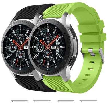 Imagem de Nacorulu Pulseira de silicone compatível com Samsung Galaxy Watch de 46 mm/Galaxy Watch 3 de 45 mm/Gear S3 Classic/Gear S3 Frontier, pulseira de silicone para relógio inteligente de 22 mm (pacote com