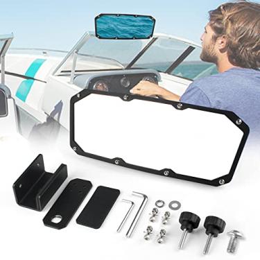 Imagem de Espelho marinho universal 11 x 28 cm, espelhos retrovisores para barcos, retrovisores de barco, espelho retrovisor convexo grande angular UTV para barcos de esqui, lancha, barco pontão, surfe aquático
